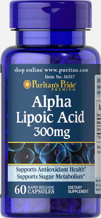 Puritan’s Pride Alpha Lipoic Acid Supports Antioxidant Health 300mg, 60 Cap(USA)