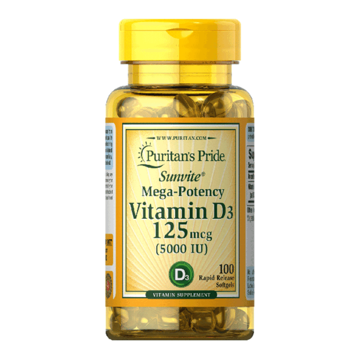 Puritan’s Pride Vitamin D3 125mcg 5000IU 100 Softgels