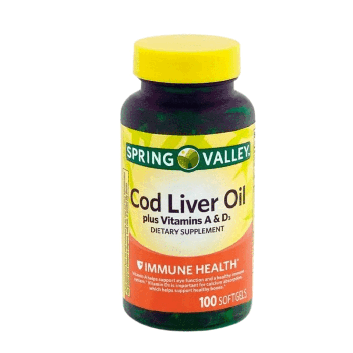 Spring Valley – Cod Liver Oil with Vitamin A & D 100 softgels