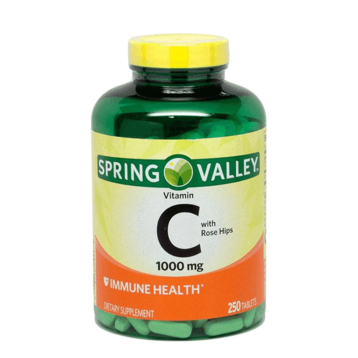 Spring Valley Vitamin C with Rose Hips 1000mg 250 Tablets