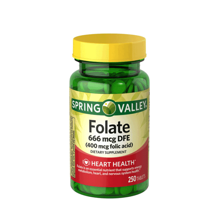 Spring Valley Folic Acid 400mcg 250 Tablets